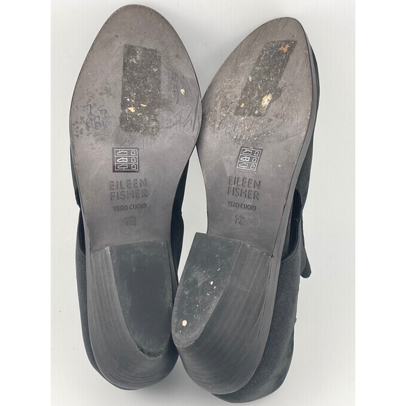 Eileen Fisher Perry black nubuck suede elastic cutout shoes booties sz 7.5 - Picture 14 of 16